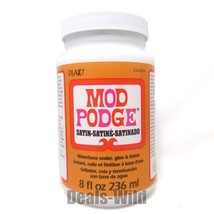 Mod Podge Satin Waterbase Sealer, Glue, Puzzle Saver &amp; Decoupage Finish 8 oz - £12.94 GBP