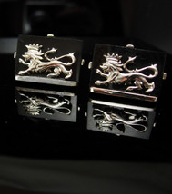 Lion cufflinks English ROYAL Cuff links Vintage Crown LEO Figural Designer Swank - $85.00