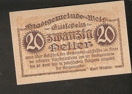 Austria Stadtgemeinde WELS 20 heller 1920 Austrian Notgeld banknote Brown - £3.90 GBP