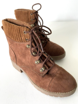 Universal Thread Women&#39;s Danica Microsuede Lace-Up Boots Size 7 RN#17730 Brown - £18.02 GBP