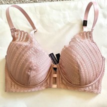 New Victoria&#39;s Secret Luxe Lace Lightly Padded Plunge Bra 32DD Blush Pink - £20.19 GBP