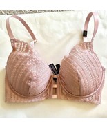 New VICTORIA&#39;S SECRET LUXE LACE Lightly Padded PLUNGE BRA 32DD Blush Pink - $34.91 CAD