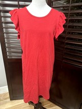 Anthem The Label Women&#39;s Red T Shirt Midi Dress Flutter Sleeve 100% Cotton L NWT - £14.17 GBP