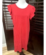 Anthem The Label Women's Red T Shirt Midi Dress Flutter Sleeve 100% Cotton L NWT - $17.75