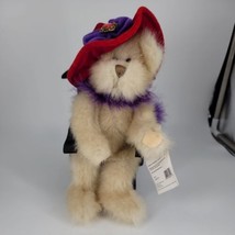 Ganz Bear Jointed Bear 11&quot; Red Hat Purple Feather Boa GARNETTE NWT Vintage - £9.36 GBP