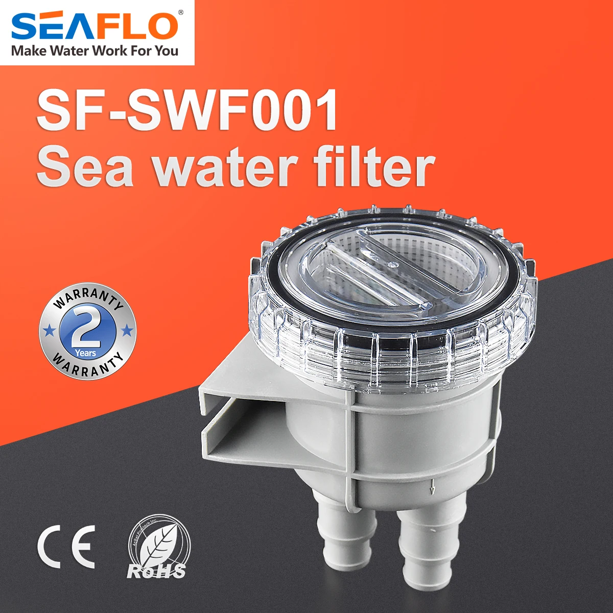 SEAFLO 25mm 32mm 38mm Sea Water filter Fits for Hose Size 1&quot;1.25&quot;1.5&quot; Strainer - £29.72 GBP