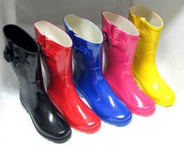 New Womens Rain Boots Rubber Solid Colors Mid Height Wellies Mid Calf Sn... - $13.56+