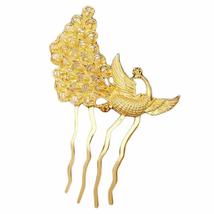 Panda Legends 2 Pcs Golden Peacock Metal Side Comb Chinese Style Wedding... - $20.78