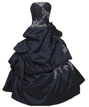 Strapless Silver Lace Beaded Long Pick Up Prom Quinceanera Dress Dark Navy US 10 - £117.47 GBP