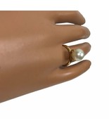 Vintage Sarah Coventry Ring Faux Pearl Prong Gold Tone Adjustable - £9.33 GBP