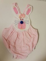 VTG 80s Good Lads Pink Bubble Romper Overalls Bunny Rabbit Infant Girls 18 mo. - £51.76 GBP