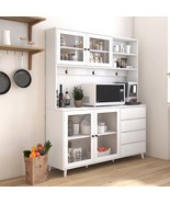 72&quot; White Kitchen Hutch: Pantry Cabinet &amp; Microwave Shelf - $611.33 CAD