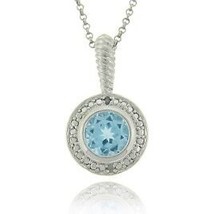 Womens Sterling Silver 2.35 Ct Blue Topaz Diamond Accent 18&quot; Necklace - £119.89 GBP