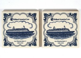 Two Holland America Line Westerdam II Tile Coasters Ceramic with Cork Ba... - £11.00 GBP