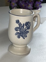 Pfaltzgraff Yorktowne Pedestal Coffee Mug Footed Stoneware Blue & White Floral - $11.99