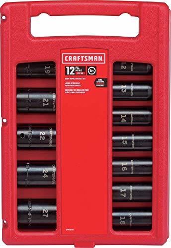 CRAFTSMAN Impact Socket Set, Metric, 1/2-Inch Drive, Deep Impact Sockets... - $95.69