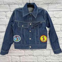 Vintage Growing Girl Jean Denim Jacket Size 8 Disney Sea World Smiley Patches  - £47.44 GBP