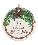 37 Years As Mr &amp; Mrs 2025 Ornament 37th Anniversary Flower Wreath Christ... - $15.79