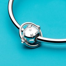 Space Star Solid 925 Sterling Silver Charms Fit Bracelet Bangle for Women Jewelr - £38.59 GBP