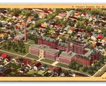 St Vincent Hospital Aerial View Erie Pennsylvania PA Linen Postcard W20 - $3.91