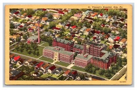 St Vincent Hospital Aerial View Erie Pennsylvania PA Linen Postcard W20 - £3.11 GBP