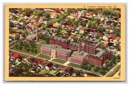 St Vincent Hospital Aerial View Erie Pennsylvania PA Linen Postcard W20 - £3.00 GBP