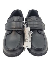 Childrens Place Boys Black Leather Hook &amp; Loop Closure Kids Dress Shoes ... - £23.68 GBP