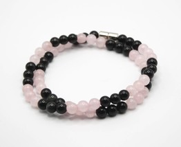 Obsidian &amp; Rose Quartz Necklace - Pink Gemstone Jewelry for Men/Women - Uncondit - £23.77 GBP