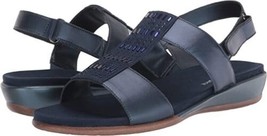 NEW EASY SPIRIT BLUE LEATHER  COMFORT WEDGE SANDALS SIZE 8 WW  WIDE  $79 - £47.95 GBP