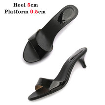 New Women High Heel Slippers Sexy One Word Band Pure Color Lady Sandal Shoes Sum - £39.73 GBP