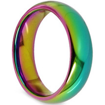 (New With Tag)Tungsten Carbide Dome Court Rainbow Color Pride Wedding Band Ring  - £47.43 GBP
