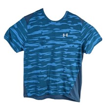 Blue Camo Fitted Athletic Shirt Mens XL Under Armour Threadborne HeatGear - £30.87 GBP