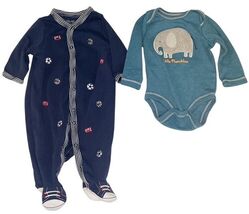 Baby Boy 3M Clothing Lot Carter’s Little Me Sterling One Piece Sleeper 5pc image 2