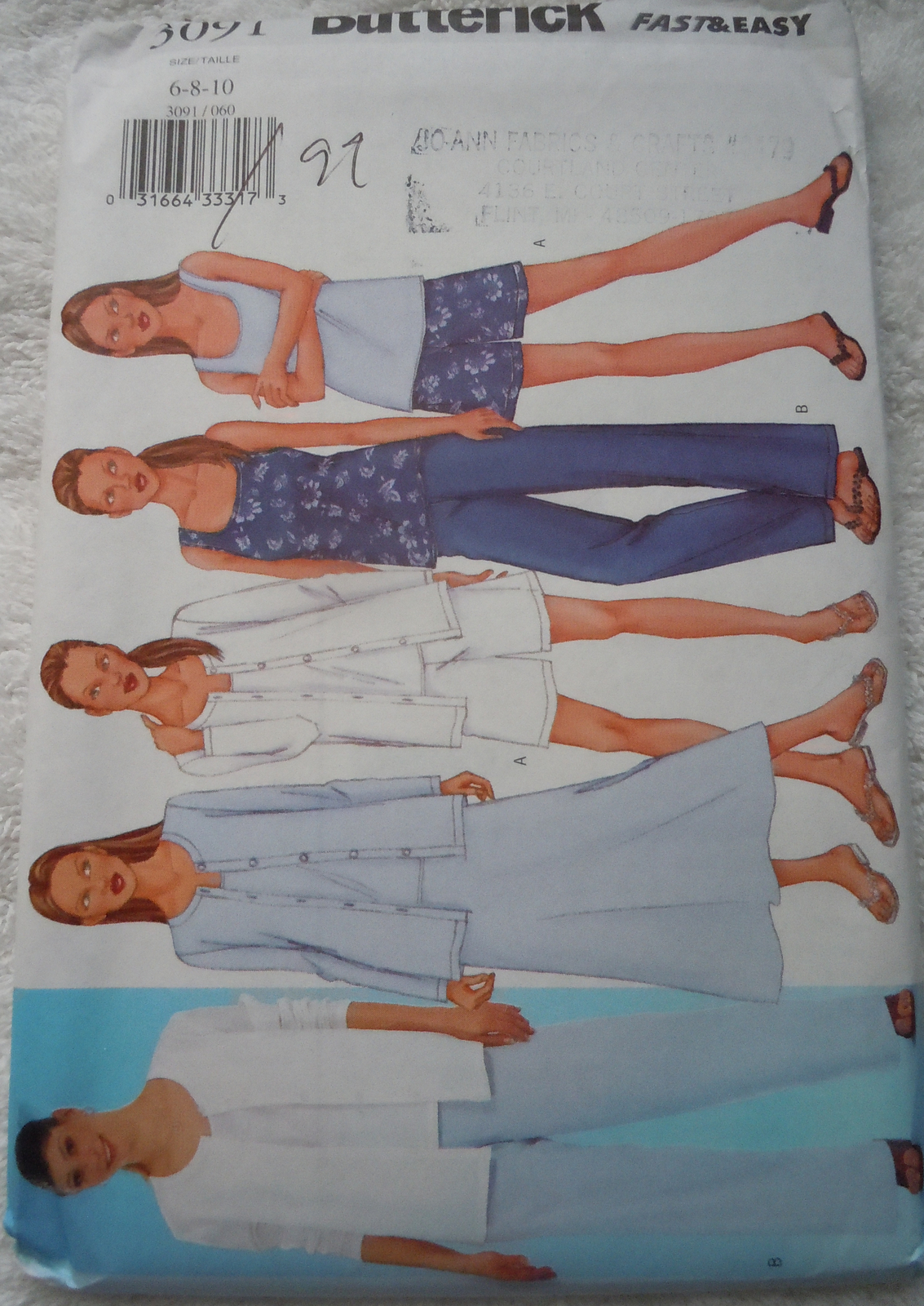 Butterick Size 6-10 Misses’ Jacket Top Skirt Shorts &amp; Pants #3091 Uncut - $5.99