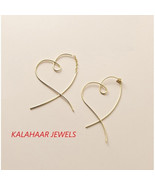 Heart-Shaped Threader Earrings 925 Sterling Silver Minimalist Dainty Cut... - $80.75