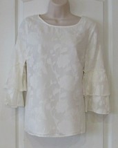 ELLE Ruffle Bell 3/4 Sleeve Scoopneck Bouse CLD DANCER Women&#39;s Sz XS NWT... - $17.19
