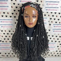 Faux Locs Headband Braided Wig Boho Goddess Loc Distressed Curly Dread Locs Wig - £102.93 GBP