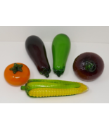 Art Glass Vegetables ~ Corn Eggplant Onion Tomato Zucchini Squash - €42,68 EUR