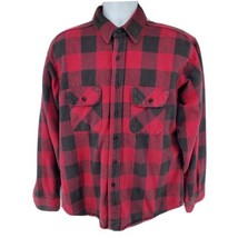 Vintage Five Brother USA Made Heavy Flannel Shirt Buffalo Plaid Red Black L - £26.87 GBP
