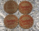 4 Vintage SAMBO&#39;S RESTAURANT 10 Cent Coffee WOODEN Tokens Coins - £8.55 GBP