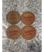 4 Vintage SAMBO&#39;S RESTAURANT 10 Cent Coffee WOODEN Tokens Coins - £8.43 GBP