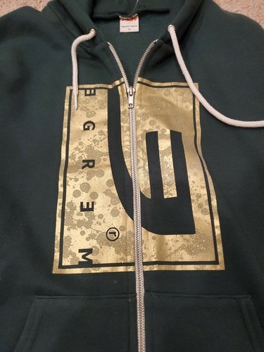 American Apparel F497 "Merge" Hoodie, Men's M, Green/Gold Item image 4
