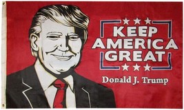 Keep America Great Donald J. Trump Red Premium Quality 3&#39;X5&#39; Polyester Flag - £15.84 GBP