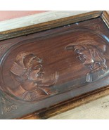 Vintage Breton Carved Wooden Tray, French 50s Serving Tray, Glass Covered - $60.43