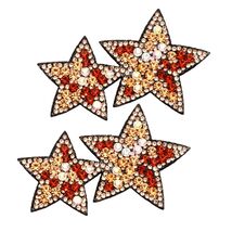 Minason Crystal Star Rhinestone Patch 2.6x1.57in Golden 2pcs - $178.41 MXN