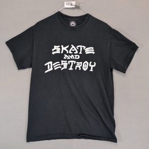 Vtg Y2K Thrasher Skate And Destroy Men&#39;s M Black Graphic T-Shirt, Skater... - $24.19