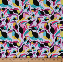 58&quot; Toucans Birds 4-Way Stretch Lightweight T-Shirt Knit Fabric by Yard D338.20 - £28.43 GBP
