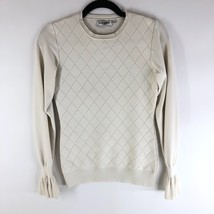 Opening Ceremony Womens Top Heavy Knit Geometric Long Bell Sleeve Ivory ... - £15.12 GBP