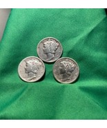 (Lot of 3) choice-gem MERCURY silver U.S. dimes. 1943p, 1944p &amp; 1945 s - £18.24 GBP