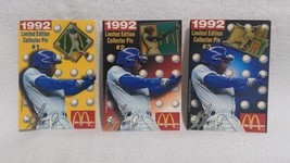 1992 COMPLETE Set of 3 Ken Griffey Jr. McDonald&#39;s Limited Edition Baseball Pins - £15.43 GBP